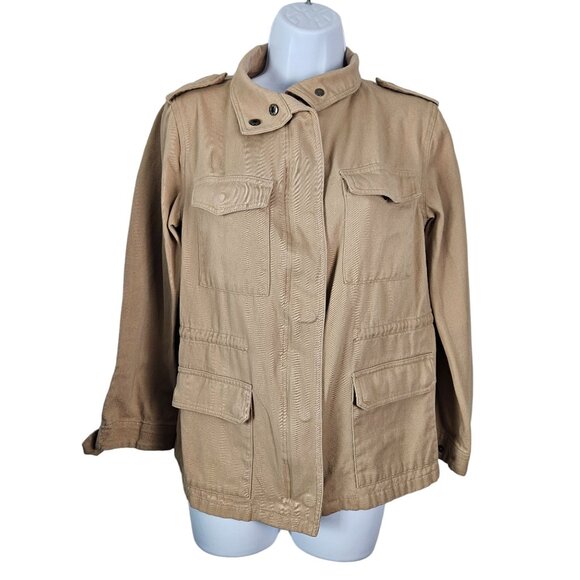 Pepochic Women's Light Khaki Military Style Jacket Snap Buttons Pockets Small - Picture 4 of 12